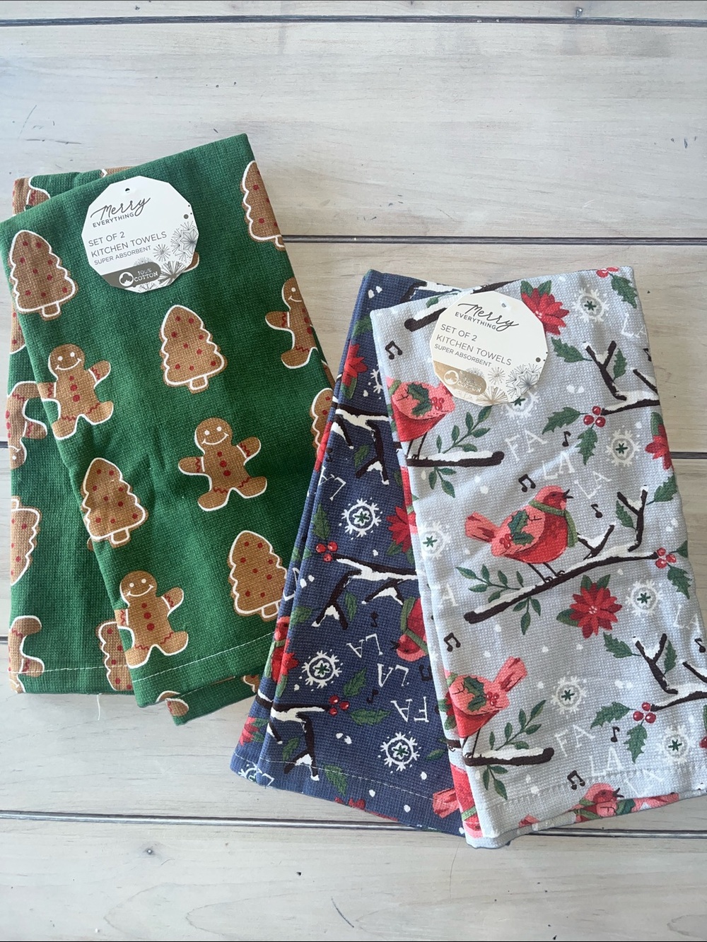 Set of 2 Christmas Kitchen Towels 100% Cotton - pick your style